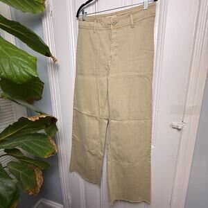 OAT New York Wide Leg Jeans Tan Womens 10/30 Raw Hem High Waisted Denim